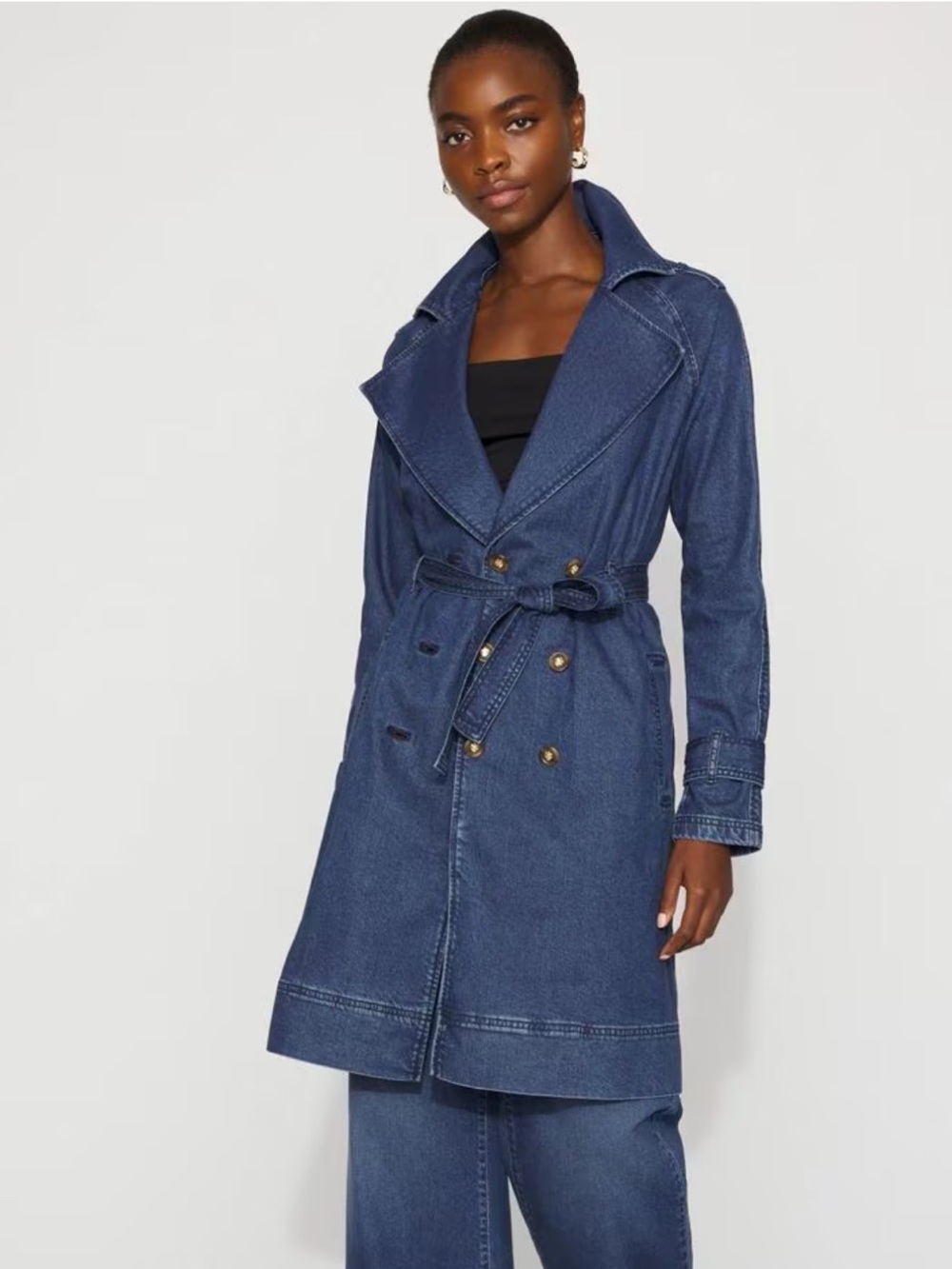 White House Black Market Indigo Denim Trench Coat